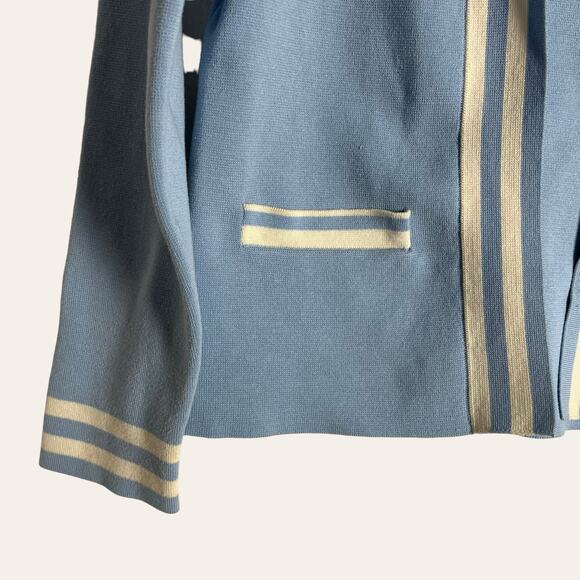 Pendleton Blue White Striped Silk Blend Open Cardigan Sweater Size PS - Picture 5 of 9